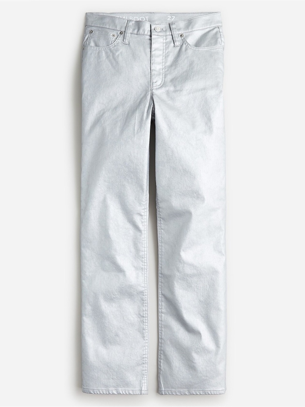 J. Crew Slim demi-boot jean in coated silver Sz 29